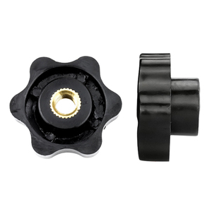 Écrous à sertir manuels en plastique à trou traversant/obcurscissant, avec poignée en laiton fileté, écrous étoiles noirs, boutons de serrage, écrous manuels M4-M12 - Product Image 4