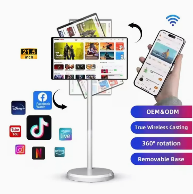 24 Inch Portable TV MonitorTouch Screen Smart White with Front Camera Portable Smart Tvs for Home Business Gaming
