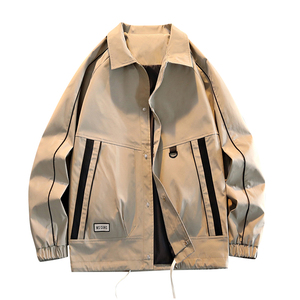 Chaqueta con logotipo personalizado para hombre, nueva colección primavera-otoño, estilo urbano informal, holgada, para uso diario, con solapa, cómoda y a la moda. - Product Image 1