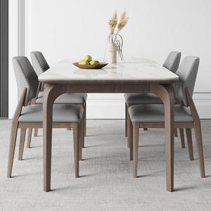 Solid Wood <strong>Dining</strong> Room <strong>Table</strong>, Luxury Modern <strong>Grey</strong> Restaurant Rectangle <strong>Dining</strong> <strong>Table</strong> and Chairs Wooden <strong>Dining</strong> <strong>Tables</strong> <strong>Set</strong> - Product Image 1