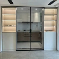 Porte pivotante sans cadre en alliage robuste, verre trempé, design minimaliste, insonorisée, isolée thermiquement, pour cloison de maison