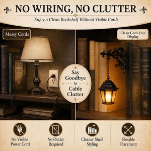 <b>Mini</b> Bookshelf Street Lamp Ghost Reading <b>Lantern</b> Warm White LED Bracket Clip Dark Color Academic Style Battery Retro Decoration - Product Image 3