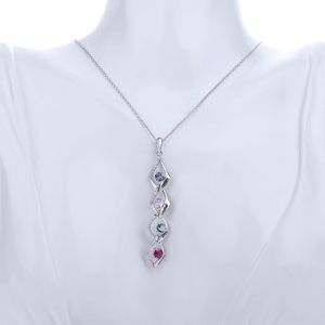 Shuozhen personalizado 925 collar familiar de plata esterlina personalizado con 1-6 nombres circón piedra natal para mamá abuela o mujer - Product Image 2