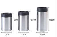 Refroidisseur de canettes personnalisable 4-en-1 en métal isolé sous vide avec ouvre-bouteille, pour canettes fines 12OZ, 14OZ, 16OZ et canettes courtes 375ml
