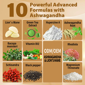 Kapsul suplemen Ashwagandha & Lion Mane dengan Rhodiola & suplemen otak Peppe hitam untuk memori dan fokus - Product Image 4