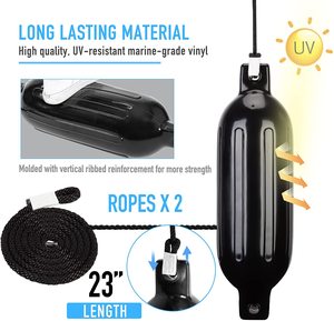 Amortisseurs de <span class=keywords><strong>bateau</strong></span> gonflables à Double yeux, noir, 2 pièces, ailes marins, avec cordes et dispositif de gonflage <span class=keywords><strong>pour</strong></span> ponton - Product Image 2