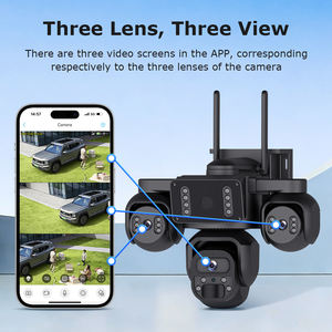 Système de <span class=keywords><strong>surveillance</strong></span> de sécurité à faible consommation d'énergie avec caméra solaire 4G à 3 objectifs et écran partagé en 3 parties, enregistrement vidéo 24h/24, prix d'usine - Product Image 4