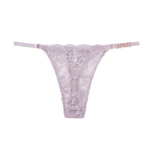 Tanga de Encaje Sexy para Mujer, con Pedrería, Letra LOVE, Cintura Baja, Ropa Interior Transparente Ultrafina, Lencería Femenina OEM ODM - Product Image 4