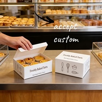 Boîtes en carton jetables personnalisées avec logo pour pâtisseries, tartelettes aux œufs, cupcakes, biscuits, boîtes en carton blanc de qualité alimentaire
