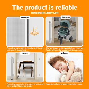 En stock - Barrière de sécurité pour bébé <span class=keywords><strong>Prodigy</strong></span> SG025 - Fournisseur de produits de sécurité pour bébés - Barrière de sécurité rétractable extra large en maille pour escalier et porte - Product Image 6