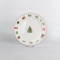 Service de vaisselle en porcelaine de Noël, 24 pièces, ensemble de vaisselle en céramique, ensemble d'assiettes