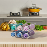 Empilable 3 Porte-Bouteilles En Plastique Boisson Vin Bouteille D'eau Organisateur De Stockage Cuisine Réfrigérateur Bacs De Rangement Clair En Gros