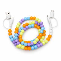 Câble de charge USB Type C 4 en 1 avec perles colorées, câble de transfert de données, accessoire de mode couleur bonbon
