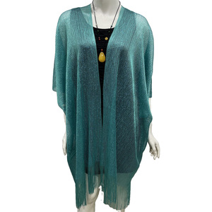 Pareo de seda dorado y plateado con mangas, para vacaciones, protección solar, chal grande de moda para mujer - Product Image 6