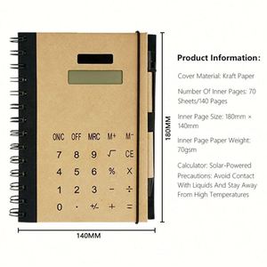 Cuaderno Multifuncional Premium para Oficina y Estudiantes, Calculadora Portátil con Energía Solar, Papel Creativo para Escribir - Product Image 3