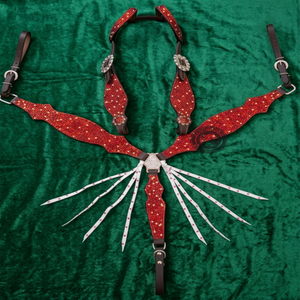 Ensemble de têtière et de collier de poitrine en cuir de style western, équipement de bridon durable pour l'équitation, l'entraînement et l'utilisation à la ferme - Product Image 4