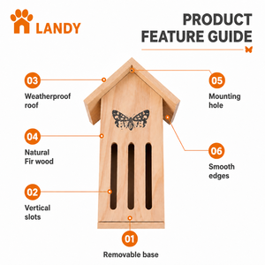 Casa <span class=keywords><strong>de</strong></span> <span class=keywords><strong>Mariposas</strong></span> <span class=keywords><strong>de</strong></span> Madera Natural para Jardín Exterior, Hábitat para Polinizadores, Hotel para Insectos con Ranuras Verticales, Ecológico para <span class=keywords><strong>Mariposas</strong></span> Silvestres - Product Image 6