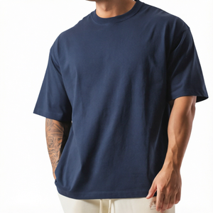 T-shirts de sport décontractés 100 % coton, coupe oversize, grandes tailles, été, 260 grammes, écologiques, respirants, pour hommes, grammage lourd, personnalisables - Product Image 1
