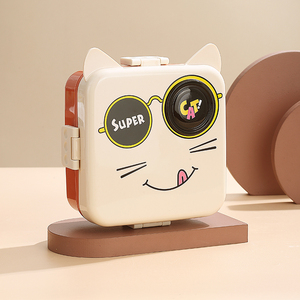 Groothandel Schattige Kat Ontwerp 3 Compartiment Kids Pp Plastic Lunchbox Draagbare 1590 70Ml Plastic Lunchbox Bento Lunchbox