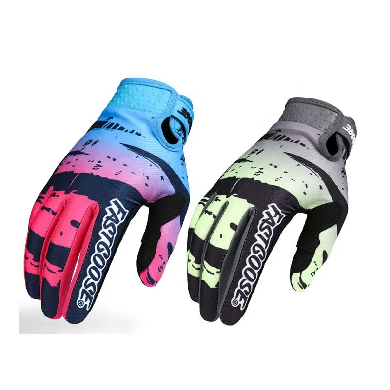 Uomo donna guanti da ciclismo con dita intere guanti da bicicletta MTB traspiranti antiurto guanti da moto stampati personalizzati