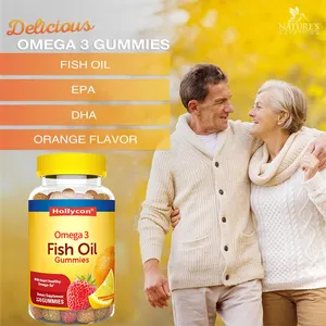 Halal đường miễn phí hương vị cam Omega 3 dầu cá gummie trái tim khỏe mạnh Omega 3 bổ sung với sự hấp thụ cao DHA và EPA