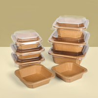 Boîte à lunch jetable écologique en papier kraft SenAng, emballage pour fruits à emporter, salade, bol bento octogonal, collation en PET, biscuit