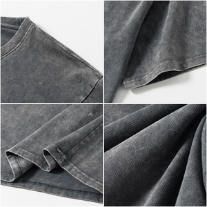 High Quality Custom <b>Logo</b> Stone Vintage Oversized T-Shirts 100% Cotton Blank Anti Pilling Streetwear Men's Acid Washed t-shirt - Product Image 3