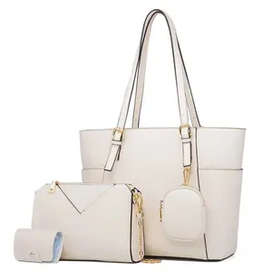 Susen Chrisbella sıcak satış büyük kapasiteli moda alışveriş çantası Pu mektup baskı çanta kadın çanta set başına 4 adet