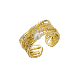 MUYU <b>Open</b> <b>Ring</b> Cross Shape Gold Tone Minimalist Fashion <b>Ring</b> For Party Jewelry - Product Image 5