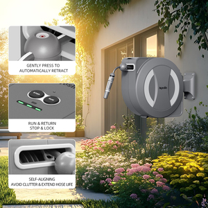 PVC Expandable 25 Meter Garden 1/2\" Gray Retractable Reel with <b>Plastic</b> <b>Storage</b> <b>Drawers</b> & Carts for Farm Use - Product Image 4