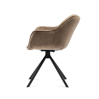 Chaises modernes de salle à manger de tissu de velours de salon avec la finition à haute densité de revêtement de poudre de sable noir de jambes de chaise de cadre en métal de mousse