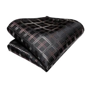 Corbata de Seda Jacquard Casual para Hombre, Diseño de Rayas Negras y Marrones, con Pañuelo y Gemelos, para Bodas, Negocios y Fiestas - Product Image 6