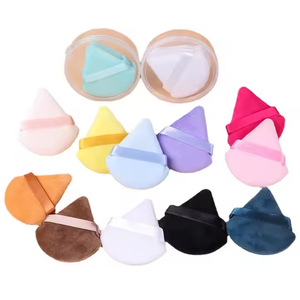 Houppette de maquillage triangulaire en coton doux avec logo personnalisé, motif carré, pour poudre libre, usage cosmétique - Product Image 3