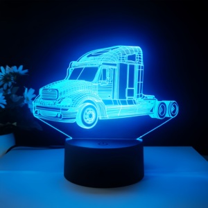 Lámpara de Noche LED 3D con Ilusión Óptica, Camión, USB 5V, Multicolor, Control Táctil, Lámpara de Mesa con Placa Acrílica, Luz Nocturna Decorativa - Product Image 4