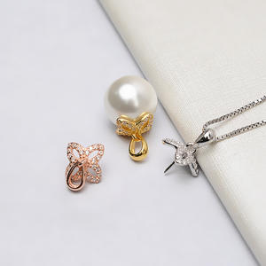 S925 Silver and Gold Baotou Pendant 8-9 Pearl Pendant Empty DIY <b>Jewelry</b> Tray Semi Finished 780-<b>Jewelry</b> <b>Findings</b> & <b>Components</b> - Product Image 1