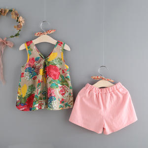Ropa de Bebé al por Mayor, Versión Coreana 2019, Nuevo Conjunto de Verano para Niñas, Chaleco Floral sin Mangas, Pantalones Cortos Bonitos - Product Image 3