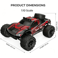 Camion RC AiJH 1:10, vitesse maximale de 45 km/h, 4 roues motrices, tout-terrain, apparence hautement détaillée, lumières, phares, voiture RC de loisir