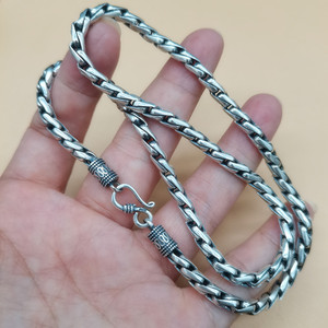 Collar <span class=keywords><strong>de</strong></span> joyería Punk S925 para hombre 100% tejido puro personalidad Vintage <span class=keywords><strong>plata</strong></span> 925 <span class=keywords><strong>Cadena</strong></span> <span class=keywords><strong>de</strong></span> cuerda 100% <span class=keywords><strong>plata</strong></span> esterlina pura - Product Image 1