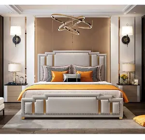 Postmodern king bed frame luxury bed with storage bedroom furniture