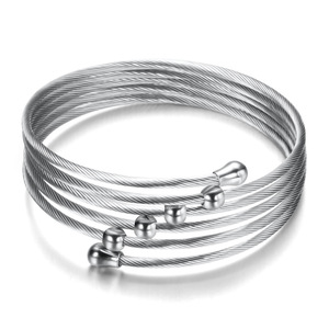Pulsera Elástica de Acero Inoxidable con Espiral de Titanio Estilo Retro Europeo Americano de 5 mm para Mujer, Joyería de Moda - Product Image 1