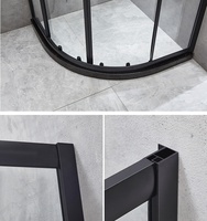 Cabine de douche en verre doré en aluminium en forme d'arc pour salle de bain, mur à mur, porte coulissante, armoire de douche avec plateau de base