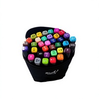 Ensemble de 36 marqueurs de couleur, marqueurs d'art à l'alcool, stylos à dessin et à coloriage avec étui à fermeture éclair pour enfants et adultes