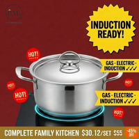 Ensemble de casseroles en acier inoxydable de 15 pièces avec 3 ustensiles de cuisine, compatible induction, couvercle en acier pour la cuisine à domicile et les chefs