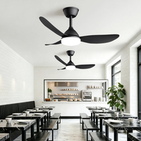 Ventilateur de plafond LED 40 pouces à 3 pales, entièrement noir, télécommande, 6 vitesses, moteur DC, IRC 90, faible bruit, AC 85-265V, design moderne, pour salle à manger