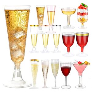 Gobelets à mousse et pudding hauts, en plastique jetable transparent, avec couvercle, pour vin rouge, champagne, gobelets d'avion et gobelets à gâteau, adaptés aux boissons - Product Image 1