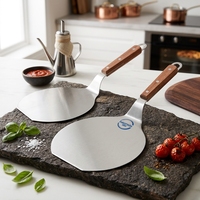 Pelle à pizza en acier inoxydable avec manche en bois, écologique, personnalisée, ronde, pour la cuisson au four, outil de pâtisserie