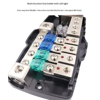 Accessoires de modification audio de voiture Boîte à fusibles en alliage de zinc Porte-fusibles à lumière LED Boîte de séparation à quatre voies/deux entrées et quatre sorties Support de soudage