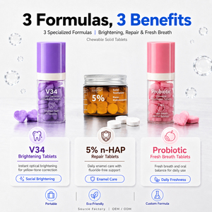 Luxsmile Comprimés de <span class=keywords><strong>dentifrice</strong></span> organiques <span class=keywords><strong>à</strong></span> <span class=keywords><strong>croquer</strong></span> au nanohydroxyapatite, végétaliens, pour éliminer les taches tenaces de l'émail - Product Image 2