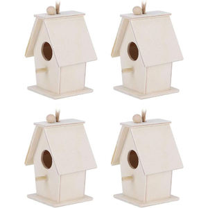 Houten Vogelhuis 4-delige <span class=keywords><strong>Mini</strong></span> Hangende Vogelhuis Nestkast Natuurlijke Onafgewerkte Houten Nesten Voor Buitentuin Patio - Product Image 2