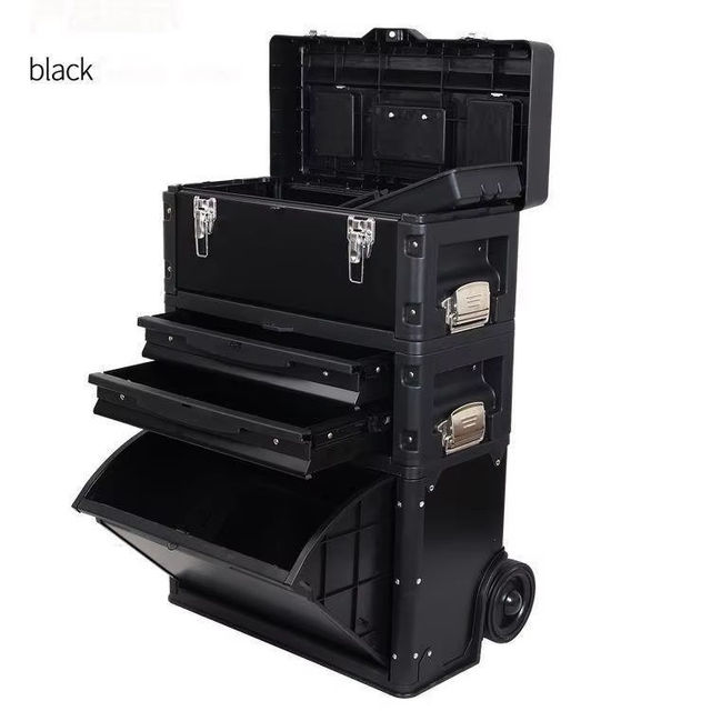 Portable Multi-Function Anti-Shock Pull Rod Rolling Tool Box Set for Garage Storage and Small Parts DIY Use